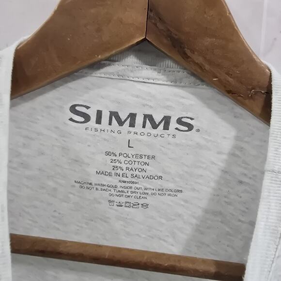 Simms T Shirt Womens Large Gray Blue Fish Short Sleeve Crew Neck - Picture 3 of 11